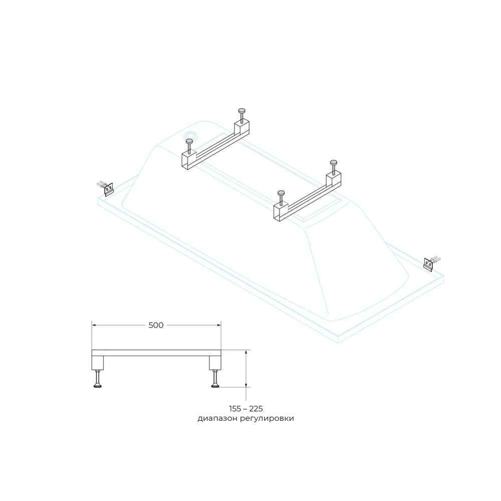 Ванна акриловая Cezares ECO-155-70-41-W37 с ножками LEG-KIT-150