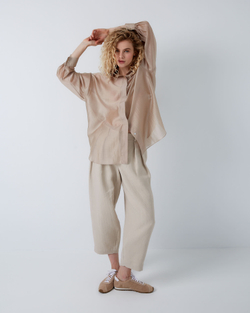 Брюки из смесового льна Брунелло Кучинелли светло-бежевый