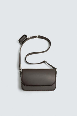 ZARA ОДНОТОННАЯ СУМКА С КЛАПАНОМ, КОРИЧНЕВЫЙ
