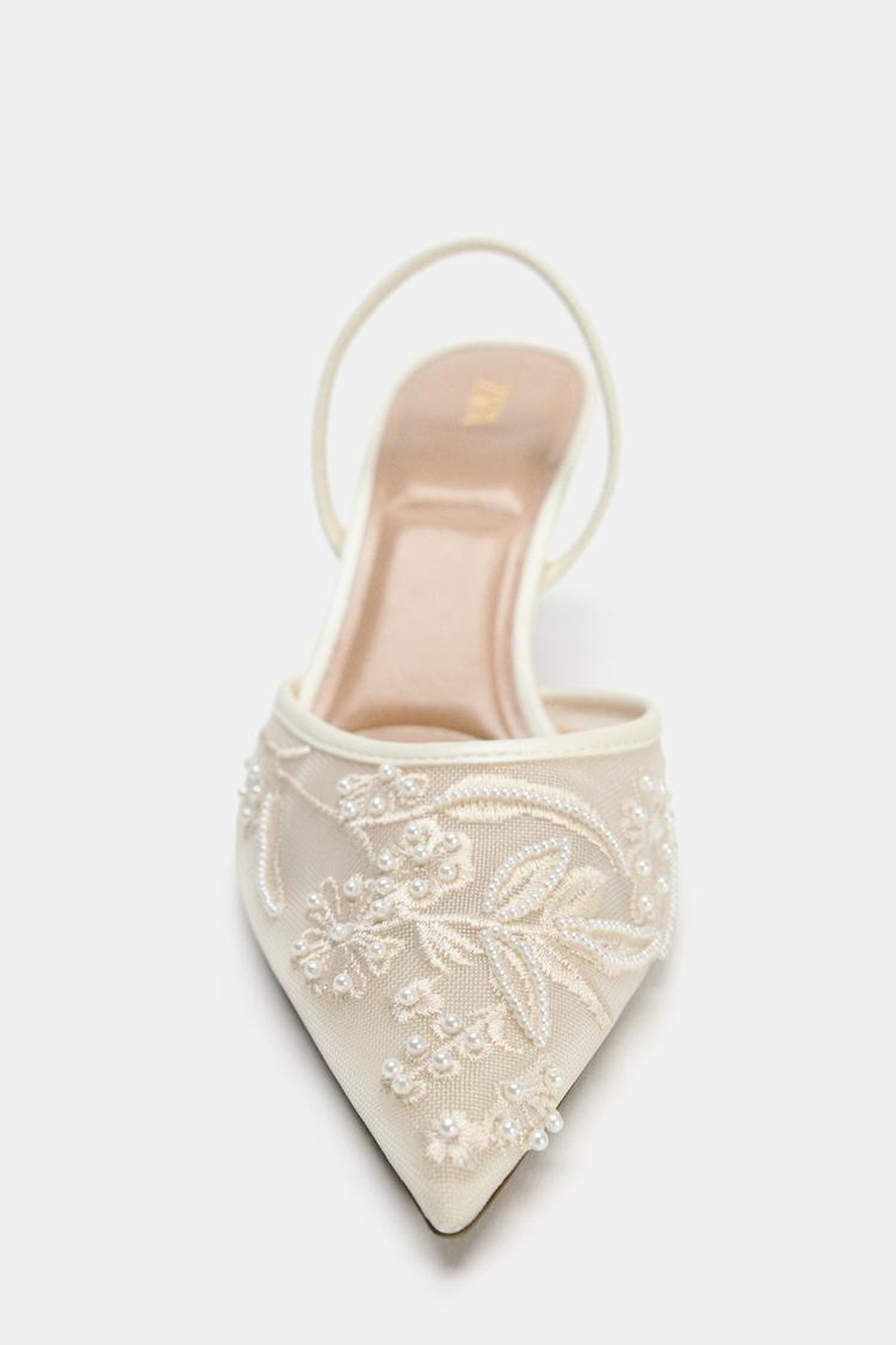 ZARA СЕТЧАТЫЕ ТУФЛИ-МЮЛИ С ВЫШИВКОЙ, БЕЛЫЙ