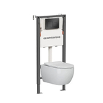 Унитаз подвесной Ceramica Play CN3001 белый, безободковый, с инсталляцией Balance CN121002MB и кнопкой Square черный матовый