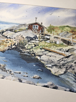 Картина авторская акварельная в паспарту 30х40 см на стену для интерьера "Тут родились Муми-тролли"