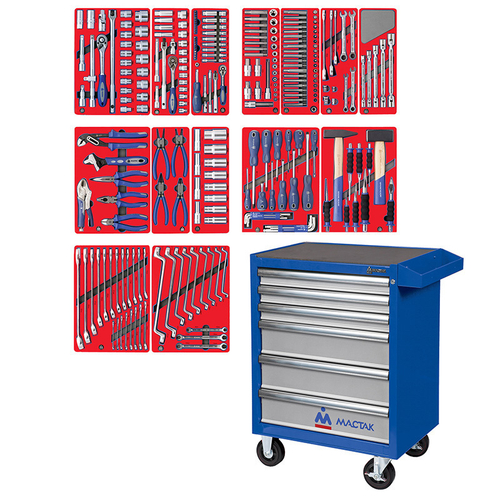 МАСТАК (52-06270B) Набор инструментов "ЛИДЕР" в синей тележке, 270 предметов