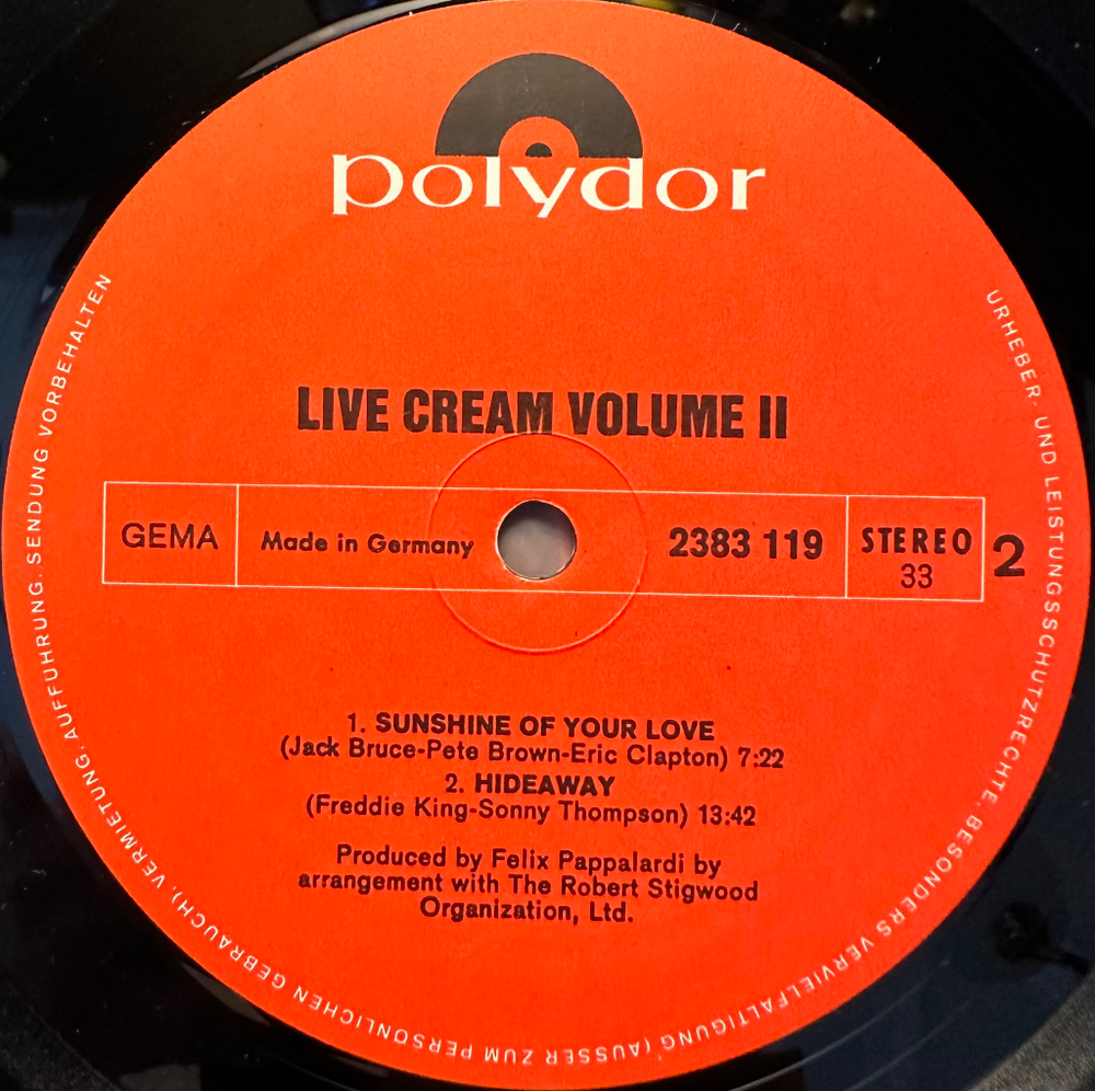 Cream - Live Cream Volume II (Германия 1972г.)
