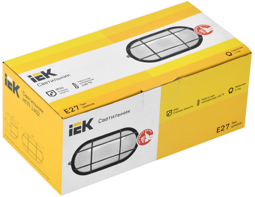 Светильник НПП1402 белый/овал с реш.60Вт IP54 IEK