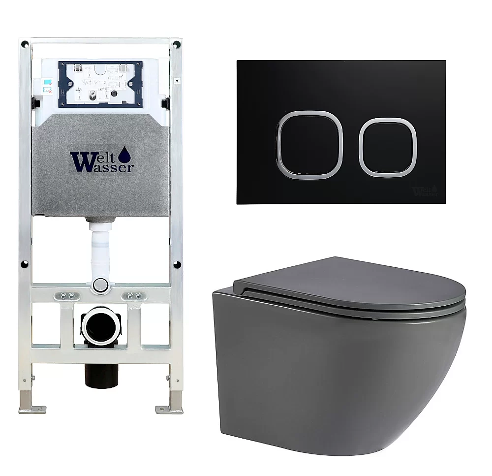 Унитаз с инсталляцией WeltWasser AMBERG 506 ST + MERZBACH 043 MT-GR + AMBERG RD-BL