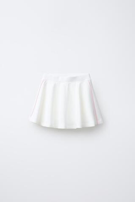 ZARA КОМБИНИРОВАННАЯ ЮБКА-ШОРТЫ ИЗ СМЕСОВОГО МОДАЛА, БЕЛЫЙ