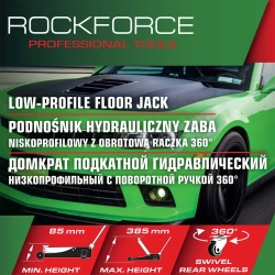 Домкрат подкатной гидравлический низкопрофильный с поворотной ручкой 3т RockFORCE RF-TR8204
