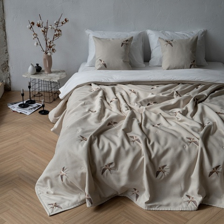 Покрывало с вышивкой МЭРРИ (арт. BL02-319-01) - кремовое