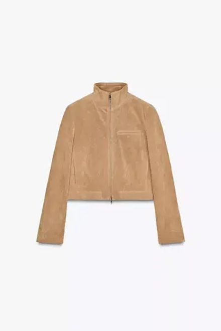 ZARA ЗАМШЕВАЯ КУРТКА, СВЕТЛО-БЕЖЕВЫЙ