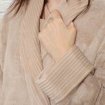 Халат унисекс, махр, 100%пэ, серый, бежевый, M, 44, Y236