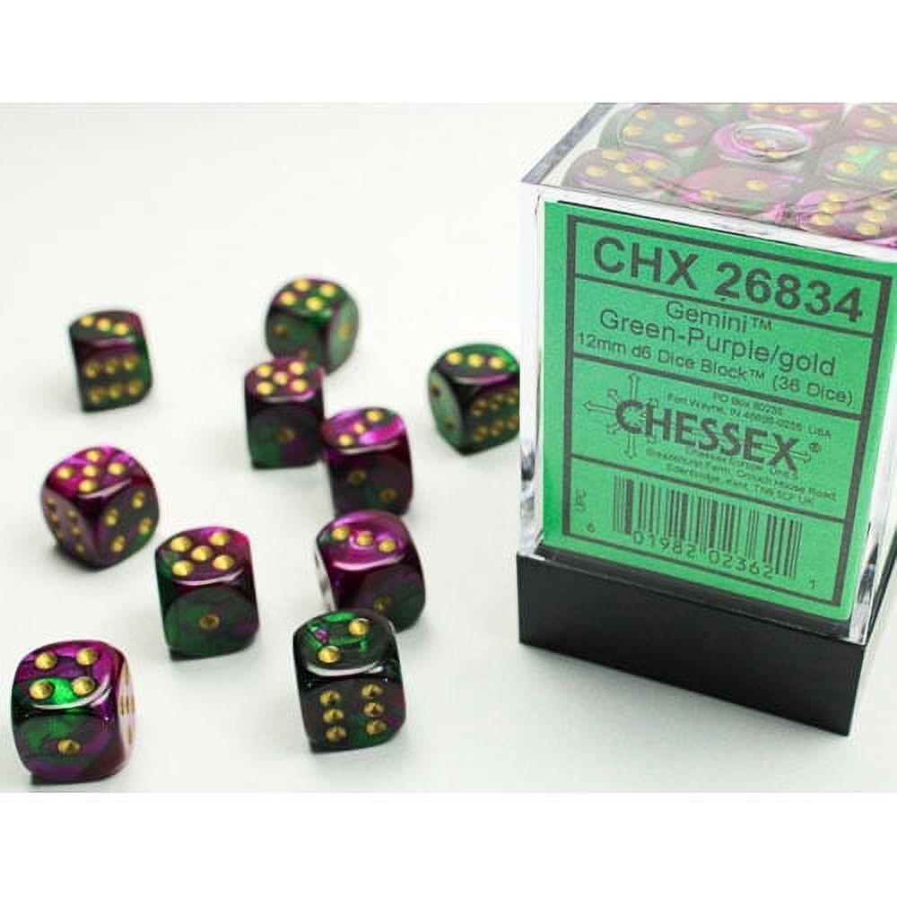 Chessex 36-D6 set Gemini Green-Purple/Gold