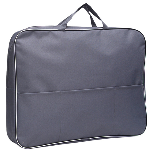 Папка А3 ткань молния сверху/ручки тесьма/бок 7см серая карманы