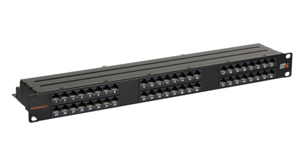 Патч-панель  NikoMax NMC-RP48UE2-1U-BK