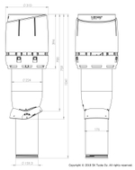 Комплект вентиляции: Вентиляционный выход изолированный Vilpe D160/225 утепленный высота H=700 мм, проходной элемент SKAT для фальцевой и готовой кровли из битумной черепицы, колпак Ø 230 мм, серый графит