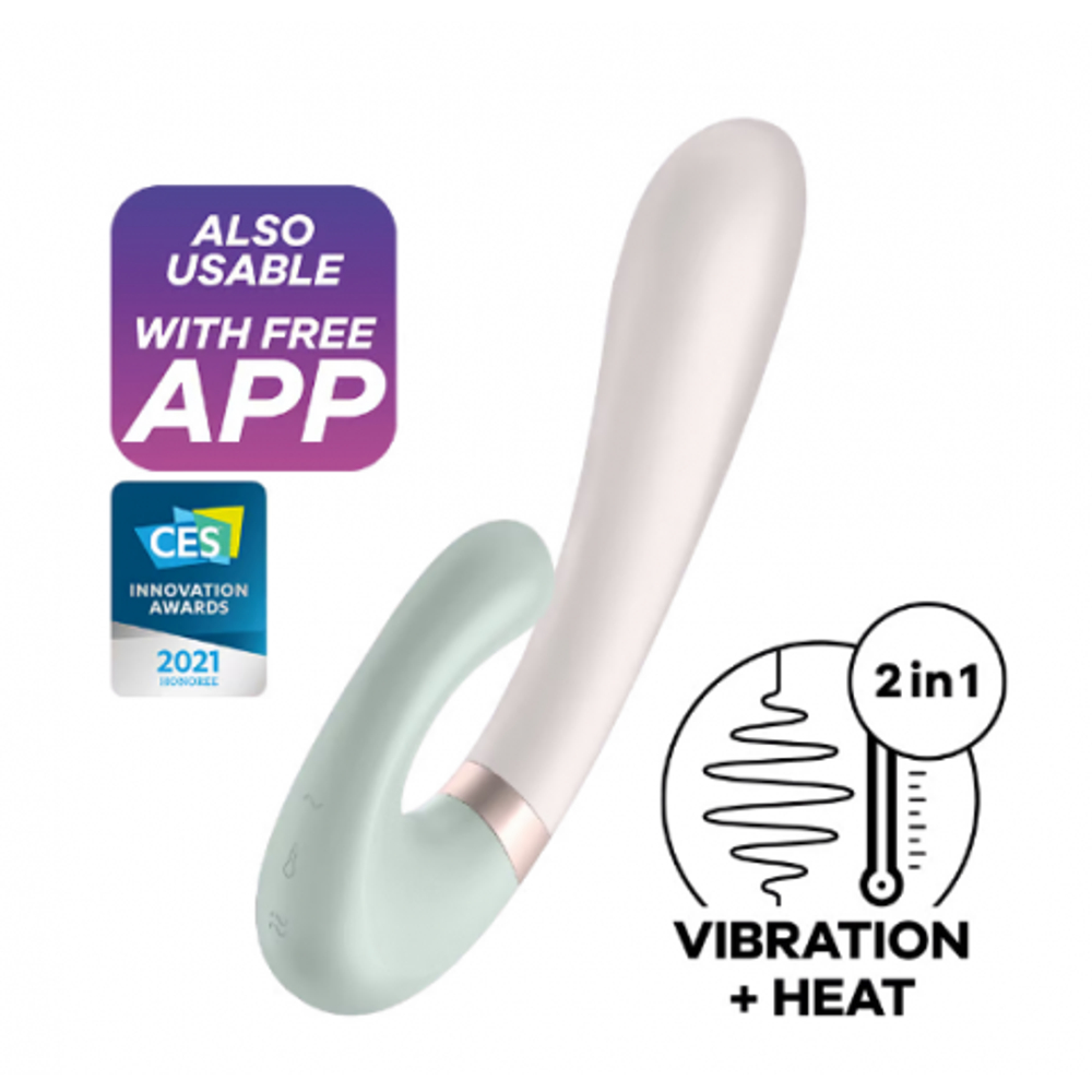 Смарт вибратор кролик с подогревом Satisfyer Heat Wave Connect App, мятный
