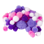 Набор для творчества Alingar, Проволока пушистая-30 см 80 шт, Помпоны-90 шт, Глазки-90 шт, "Белый, розовый,сиреневый, фиолетовый",пакет с европодвесом