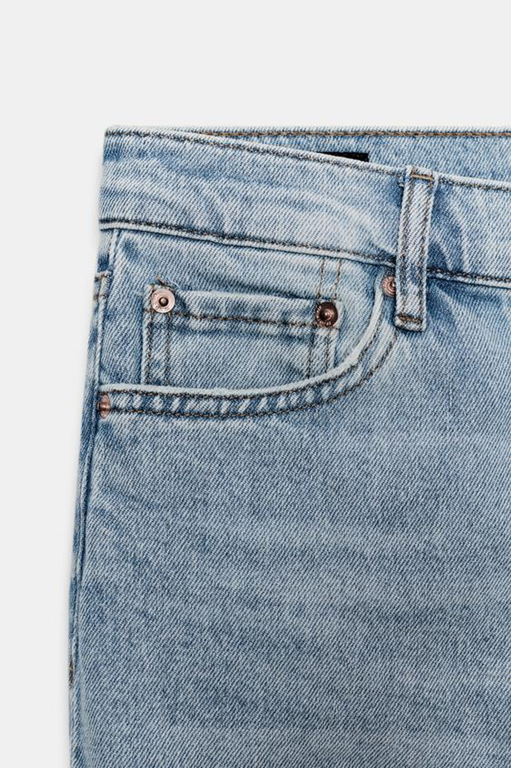 ZARA УКОРОЧЕННЫЕ ДЖИНСЫ-КЛЕШ СО СРЕДНЕЙ ПОСАДКОЙ — ZW COLLECTION, ГОЛУБОЙ