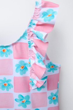 ZARA КУПАЛЬНИК С ЦВЕТОЧНЫМ ПРИНТОМ, РОЗОВЫЙ