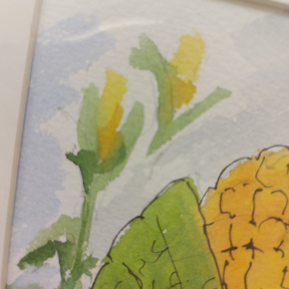 Картина акварельная авторская в паспарту 15х20 см "Кукурузка"