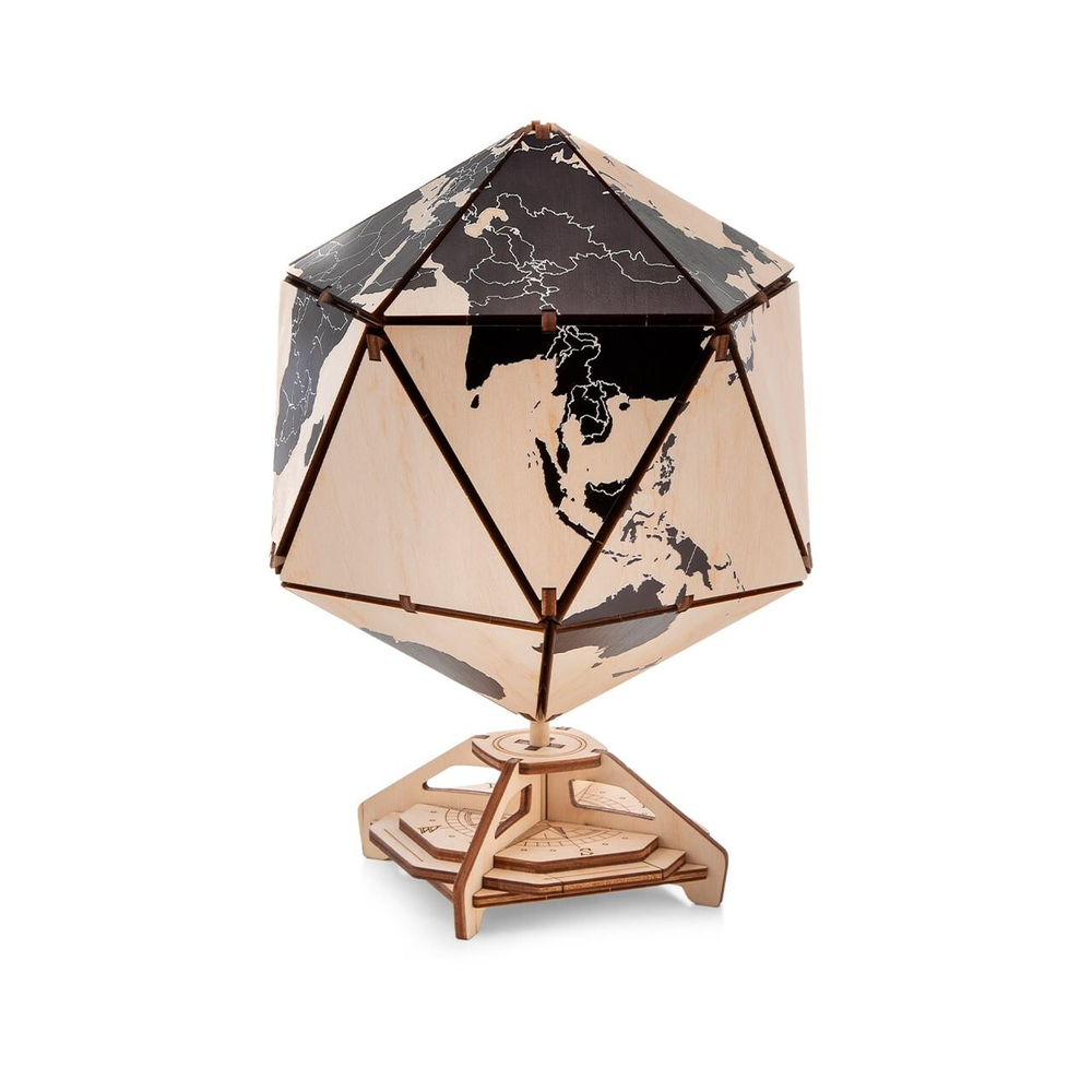 Деревянный конструктор Черный глобус Икосаэдр c секретом (EWA)