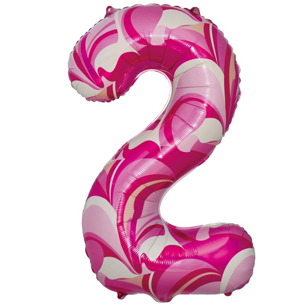 Шар Фольгированный Цифра 2 Мрамор розовый (Розовый)