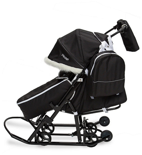 Детские санки-коляска Pikate Arctic (Арктик) чёрный
