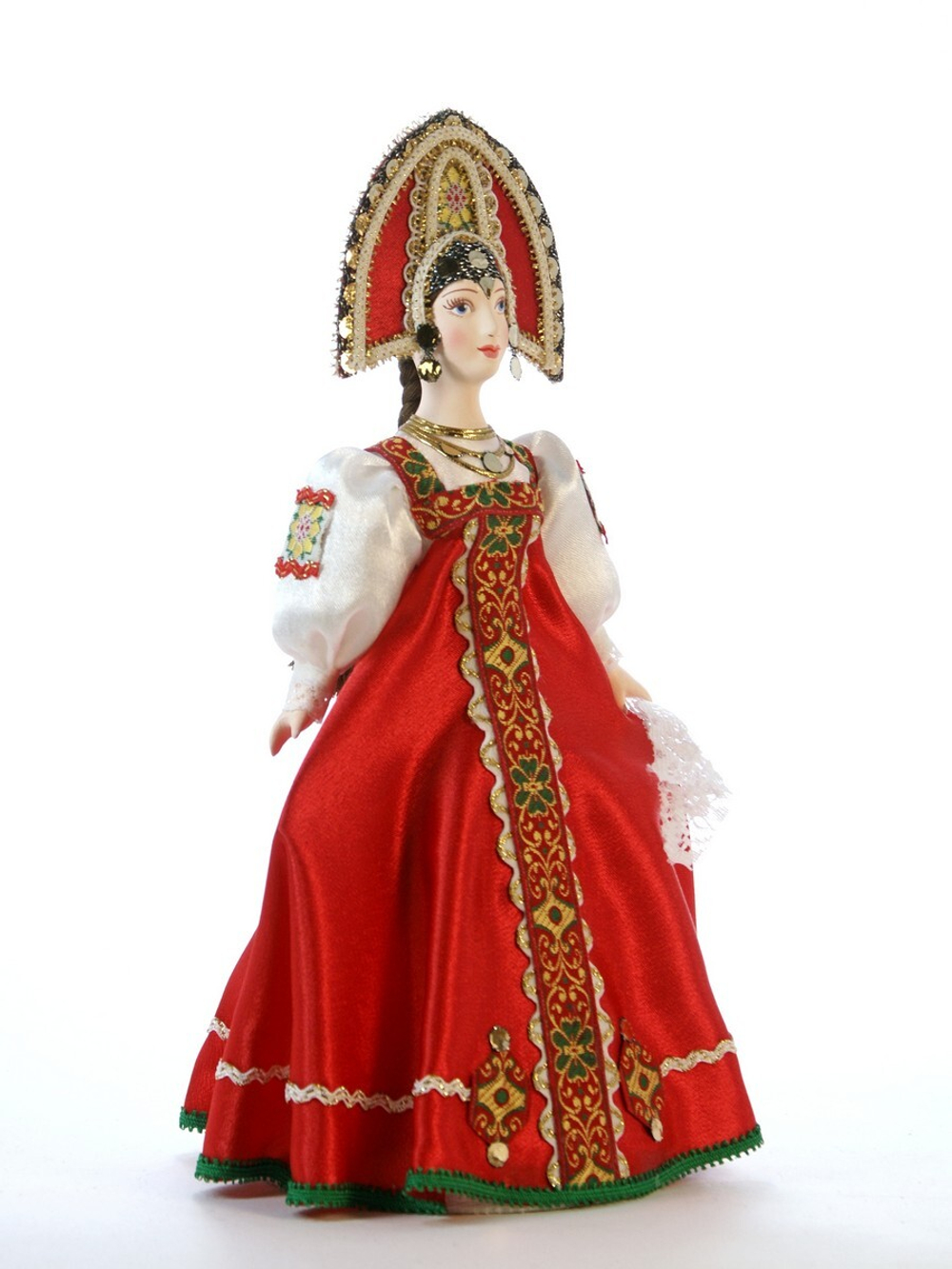 Кукла фарфоровая в русском костюме Плясунья
