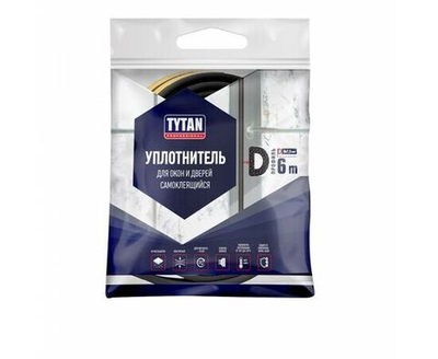 Уплотнитель для окон и дверей самоклеящийся TYTAN Professional D-профиль 9х7,5мм , 6м коричневый