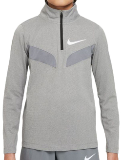 Футболка для мальчика теннисная Nike Dri-Fit Sport Poly 1/4 Zip Top B - carbon heather/white