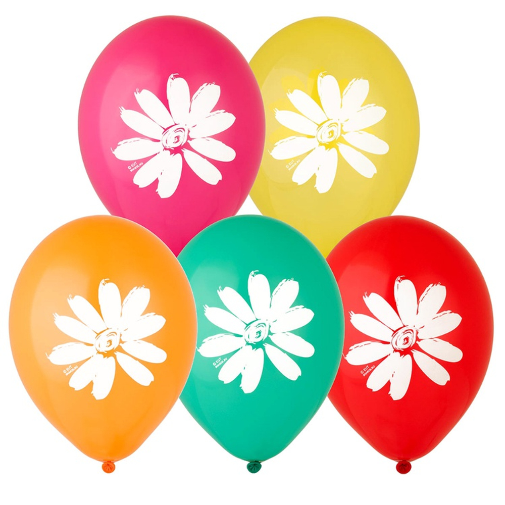 Шар латексный 30см Ромашки (Ассорти)