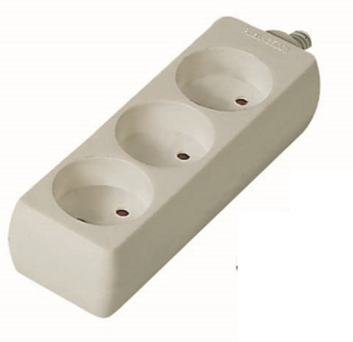 Розеточная колодка GSB-16-3-IP20, 16А, 3 места, без заземления, без выключателя, IP20