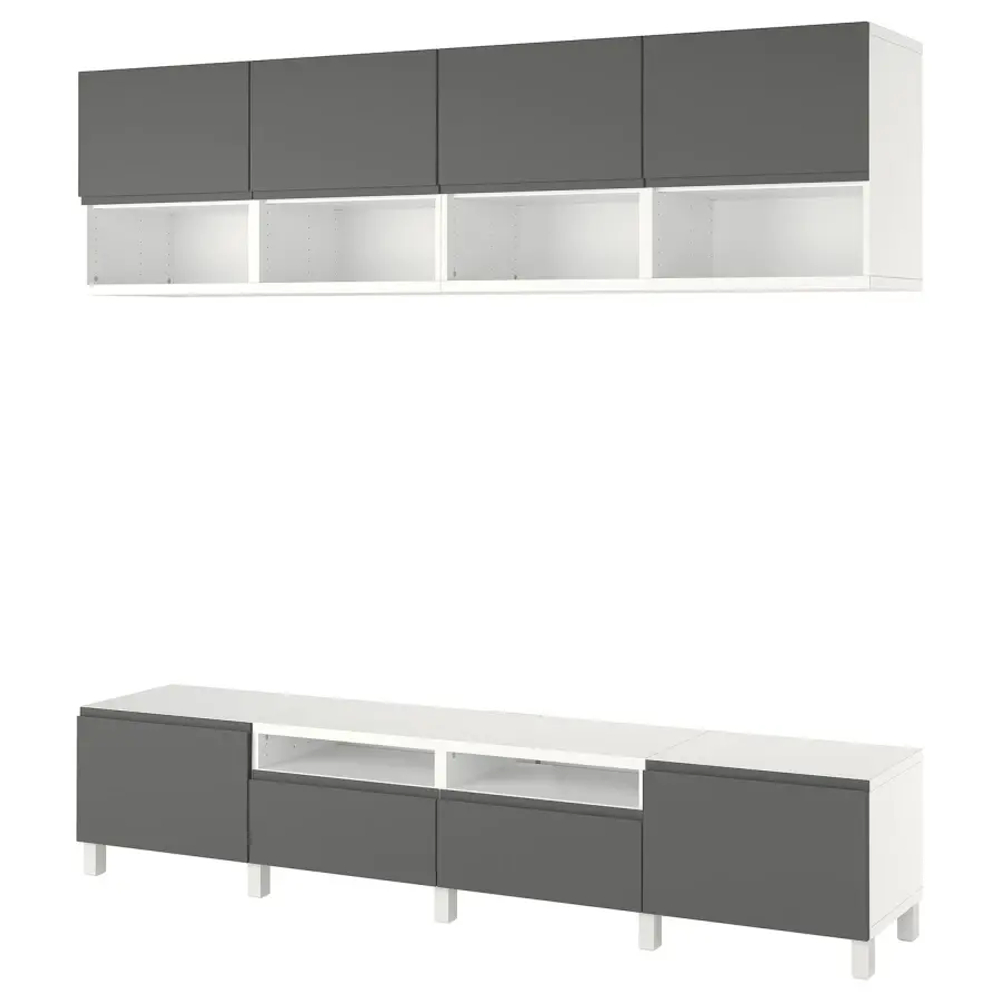 Тумба под ТВ - IKEA BESTÅ/BESTA, 230x42x240см, белый/темно-серый, БЕСТО ИКЕА