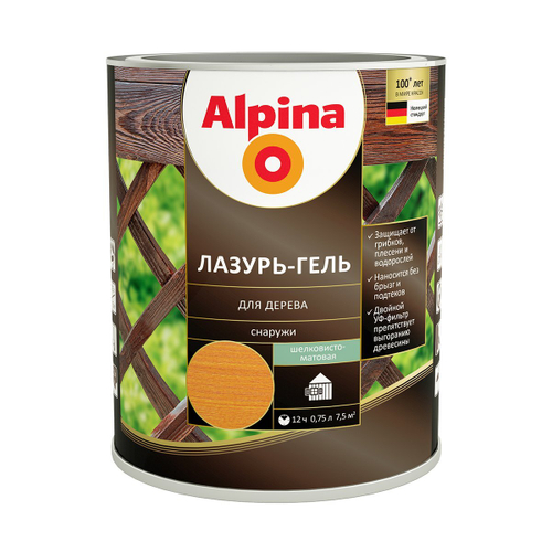 ЛАЗУРЬ-ГЕЛЬ ALPINA Д/ДЕРЕВА ШЕЛК-МАТ РЯБИНА (АЛКИДНОЕ) 0,75Л