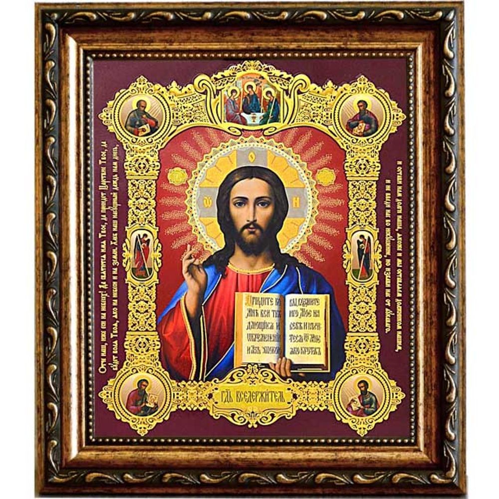 Христос Пантократор (Спас Вседержитель). Рельефная печать с золотым тиснением.