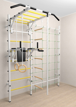 Шведская стенка Sv Sport усиленная 629 (Турник рукоход/Брусья/Канат/Kольца/Лестница/Канатный лаз/Сетка)