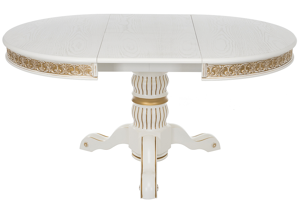 Стол деревянный Woodville Лорд молочный, золотая патина