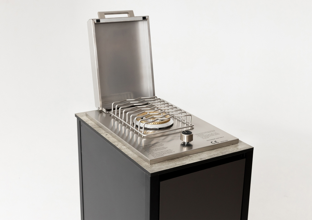 Шкаф напольный с газовой плитой Lounge D-14P, 40 см, черный/серый каспий