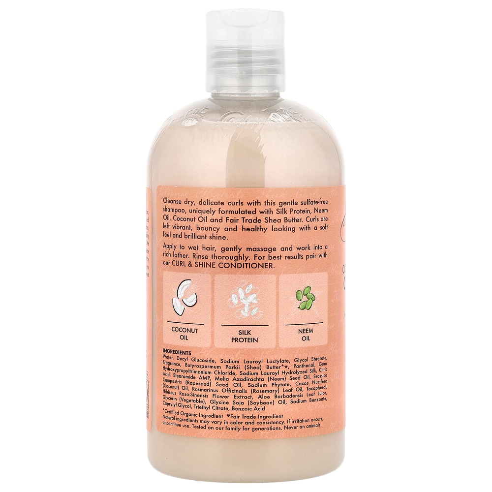 SheaMoisture, шампунь для локонов и блеска, кокос и гибискус, для густых и вьющихся волос, 384 мл (13 жидк. унций)