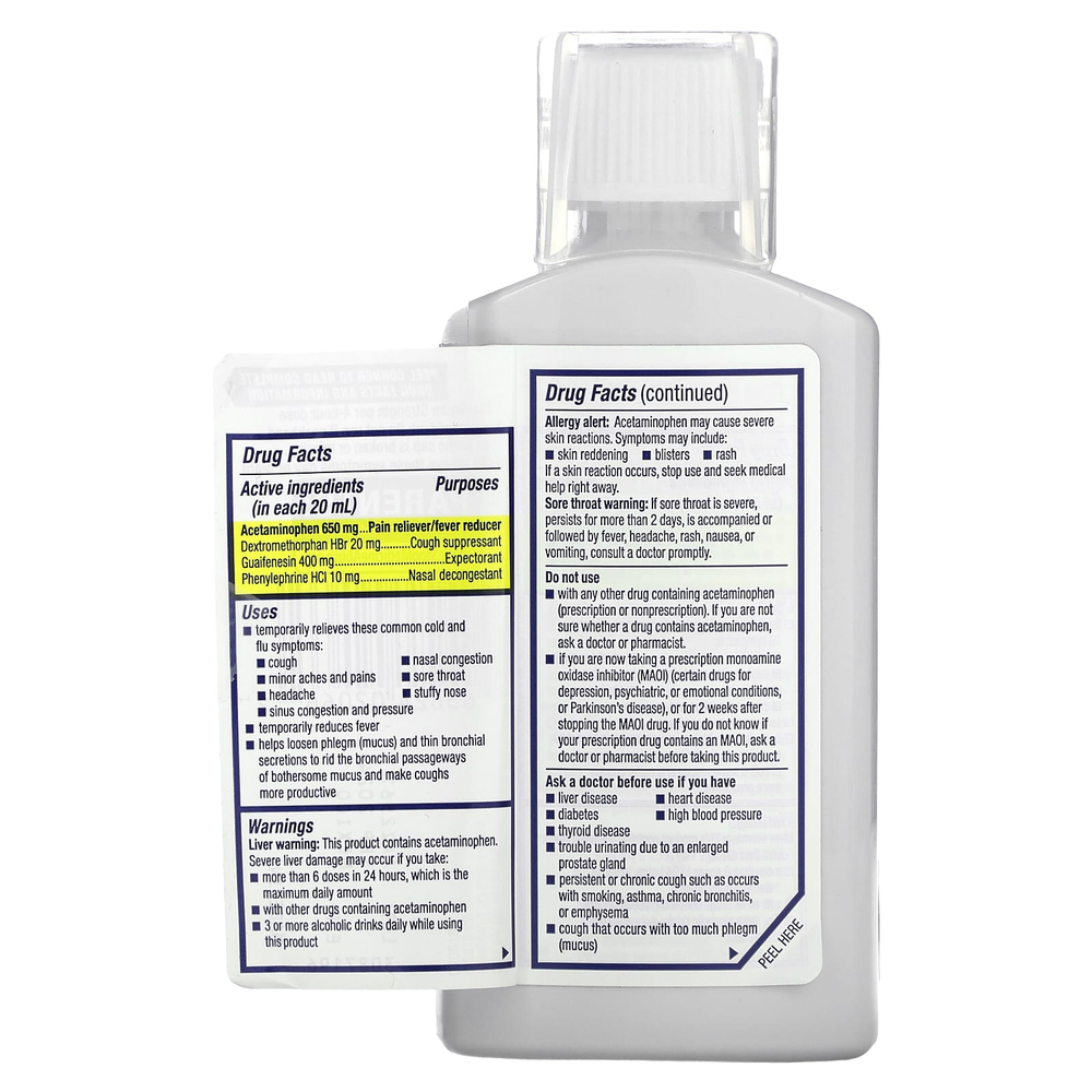 Mucinex, Fast-Max, средство от простуды и гриппа, максимальная сила действия, для детей от 12 лет, 180 мл (6 жидк. унций)