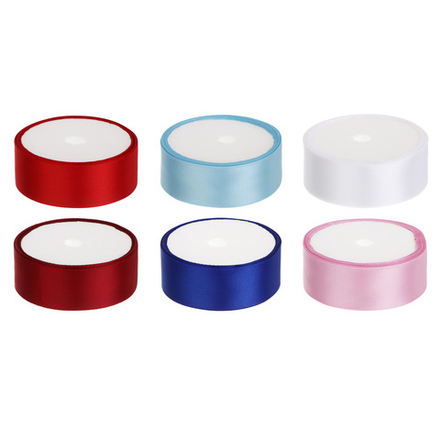 Лента для подарков атласная, 2,5 см x 2,7 м, полиэстер, 6 цветов