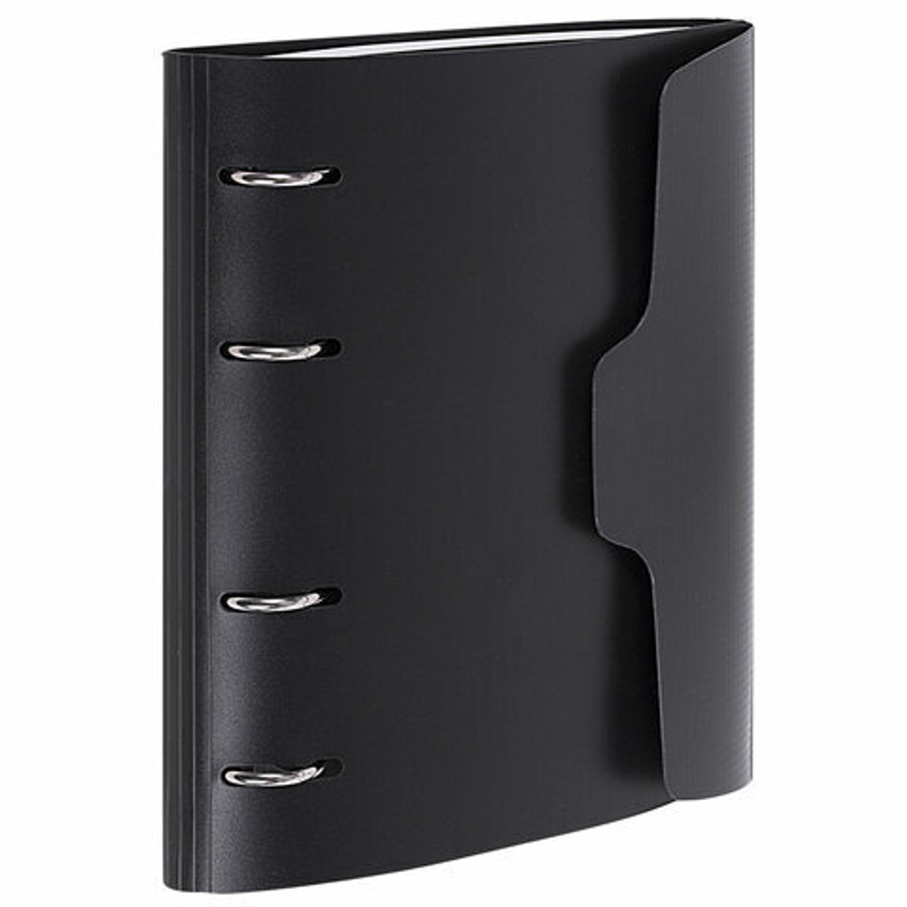 Тетрадь на кольцах А5 175х220мм, 120л, пластик, на липучке с разделителями, BRAUBERG, Черный,404637