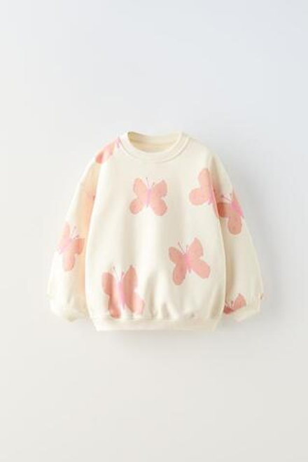 ZARA ХУДИ С ПРИНТОМ, ЭКРЮ