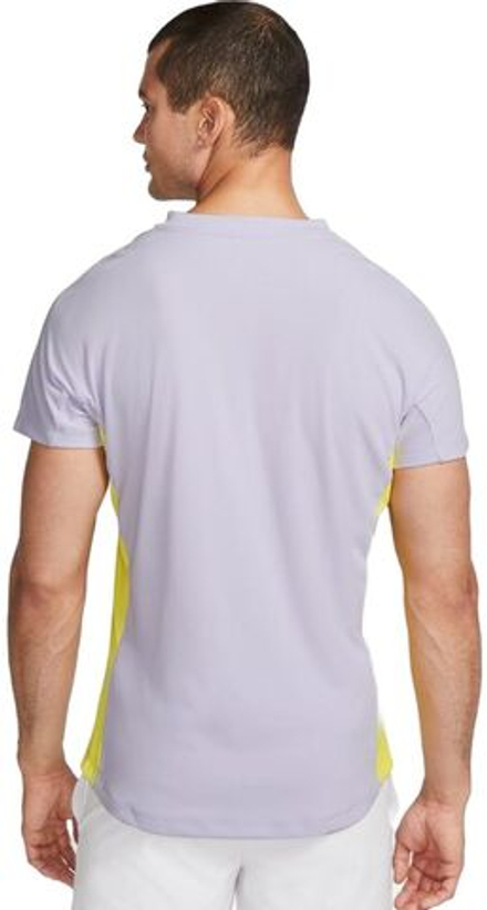 Мужская теннисная футболка Nike Court Dri-Fit Advantage Rafa Top - violet frost/yellow strike/white