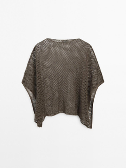 Massimo Dutti Короткая ажурная накидка, коричневый