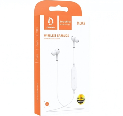 Bluetooth - гарнитура DENMEN DL05, вакуумные, BT4.2, 60mAh White