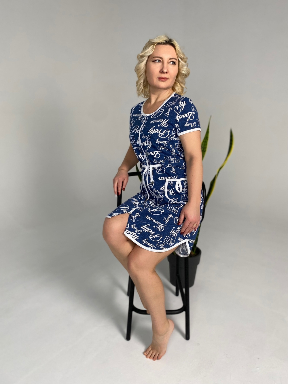 Халат женский "Глаша К.П" молния (Кокетка)