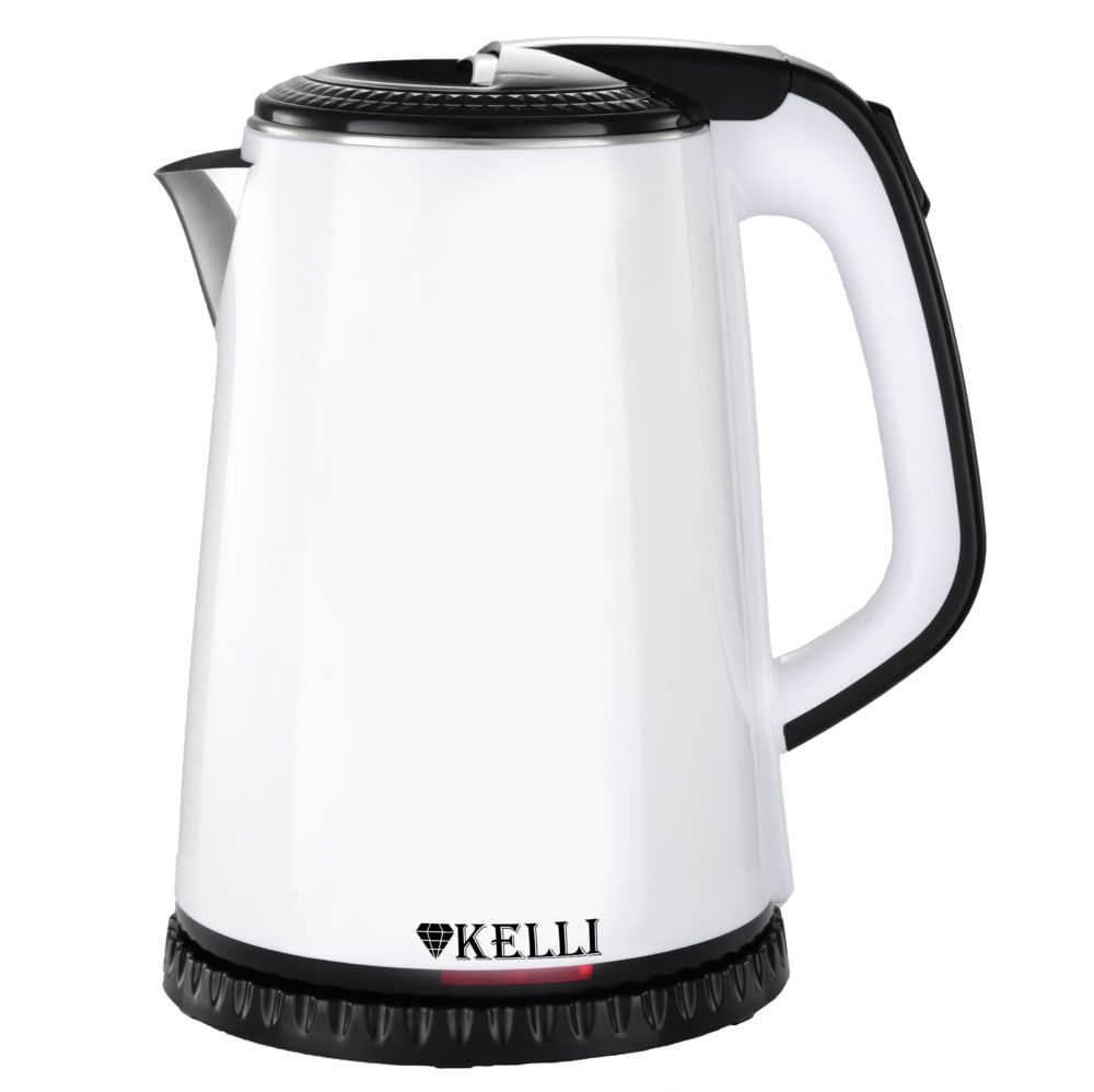 Чайник электрический 2,0 л KELLI KL-1409W двойной корпус пластиковый + нержавеющая сталь, двойная стенка, свет. индикатор, мощность 2200 Вт