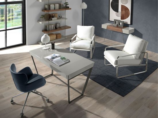 Поворотный офисный стул 4110/A208-5C синий с подлокотниками