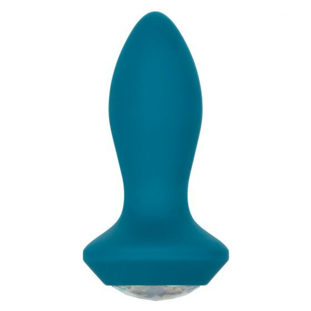 Бирюзовая анальная вибропробка с кристаллом Vibrating Petite Crystal Probe - 9,5 см. (Цвет: бирюзовый)
